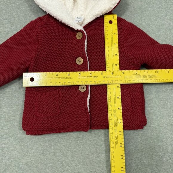 NWT Carter's Baby Girl Blush Red Knit Sherpa Lined Hooded Sweater Jacket 6M - Picture 3 of 5